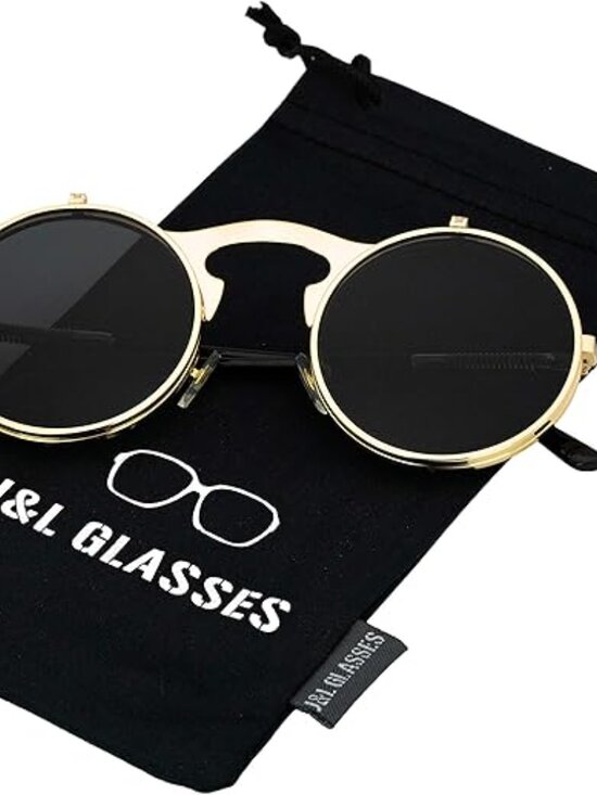 Glasses Retro Flip-Up Round Sunglasses main image 4